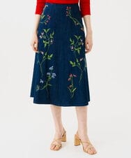 GBHGD04500 Sybilla(シビラ) フラワー刺繍デニムスカート インディゴ
