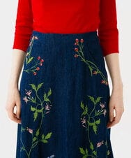 GBHGD04500 Sybilla(シビラ) フラワー刺繍デニムスカート インディゴ