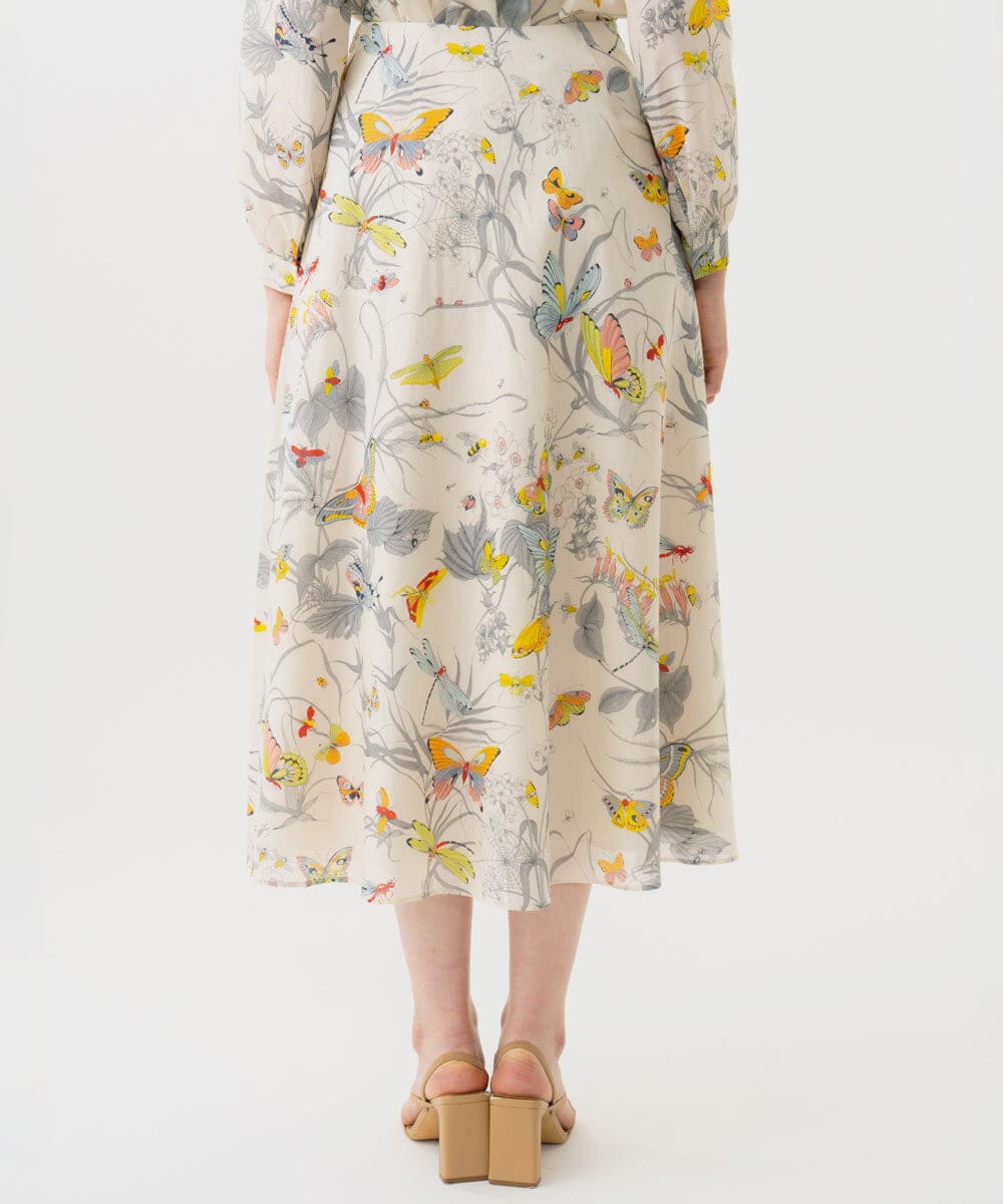 GBHGD94400 Sybilla(シビラ) バタフライ&フラワープリントスカート アイボリー系