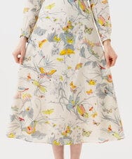 GBHGD94400 Sybilla(シビラ) バタフライ&フラワープリントスカート アイボリー系