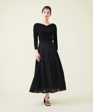 GBHGS40390 Sybilla(シビラ) カットジャカードシャーリングスカート ブラック