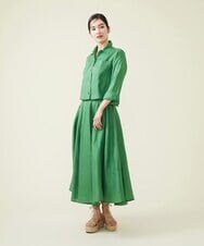 GBHGT55360 Sybilla(シビラ) 平織りリネンサーキュラースカート グリーン