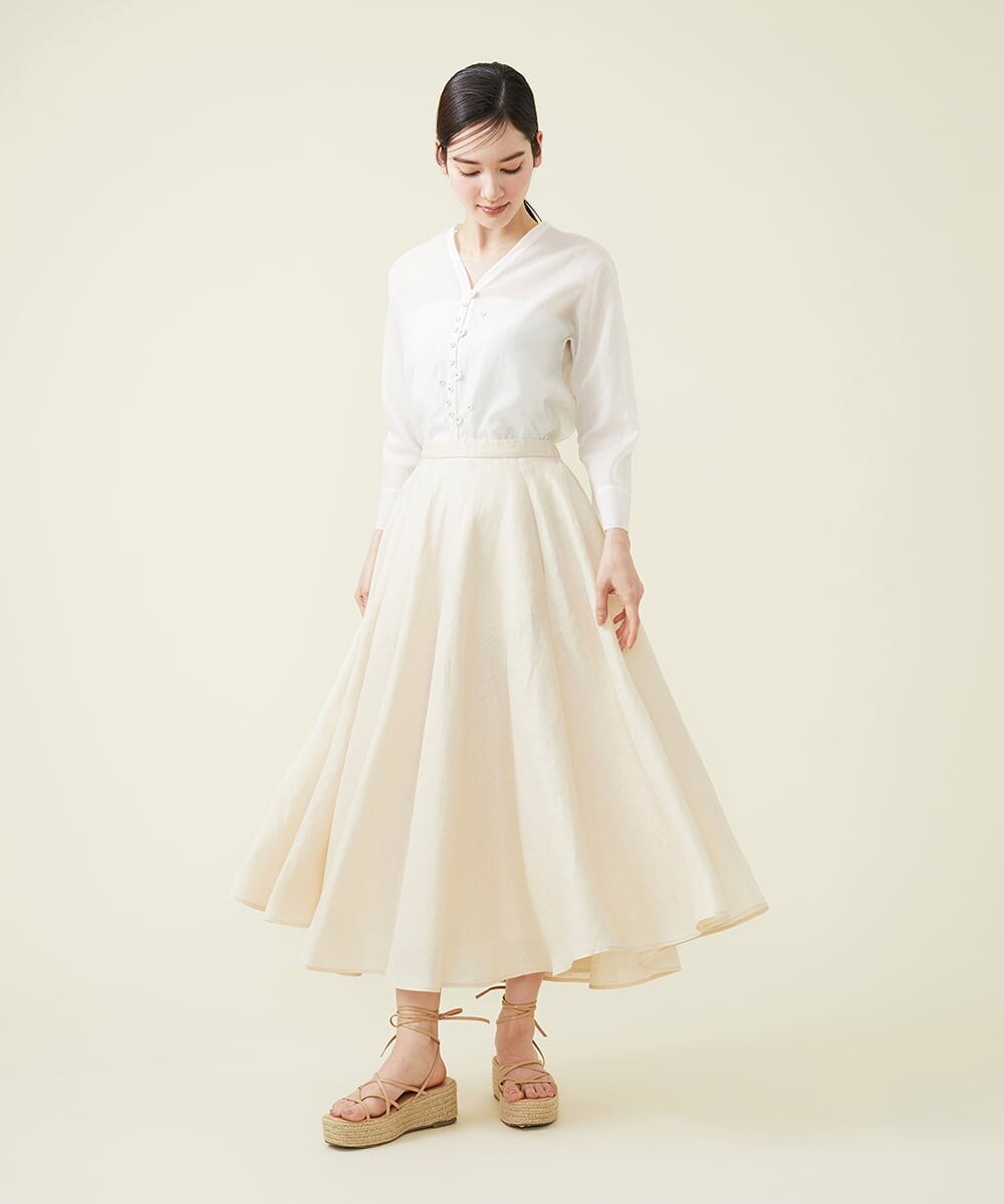 GBHGT55360 Sybilla(シビラ) 平織りリネンサーキュラースカート アイボリー