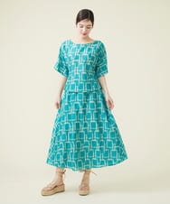 GBHHS86360 Sybilla(シビラ) コットンシルクプリントスカート ブルー