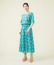 GBHHS86360 Sybilla(シビラ) コットンシルクプリントスカート ブルー