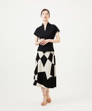 GBHJA08900 Sybilla(シビラ) サークルパッチワークスカート ライトベージュ×ブラック