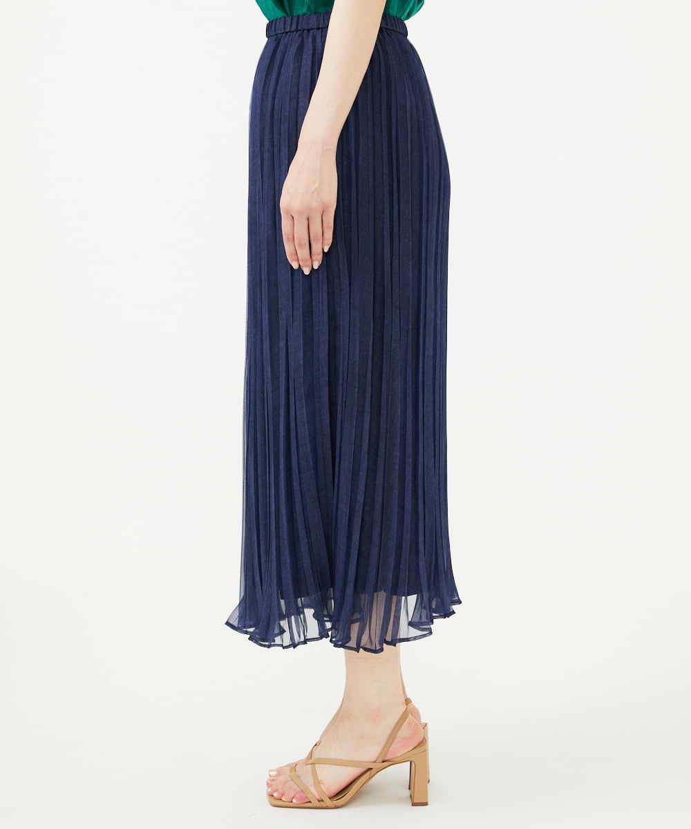 GBHJA30360 Sybilla(シビラ) 転写デニムプリーツスカート ネイビー