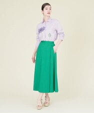 GBHJP01230 Sybilla(シビラ) ラップ風デザインフレアスカート グリーン