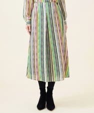 GBHJT07390 Sybilla(シビラ) マルチカラーストライプスカート グリーン