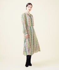 GBHJT07390 Sybilla(シビラ) マルチカラーストライプスカート グリーン