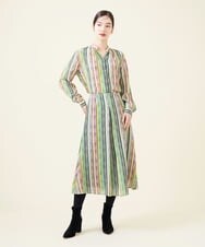 GBHJT07390 Sybilla(シビラ) マルチカラーストライプスカート グリーン