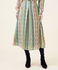GBHJT07390 Sybilla(シビラ) マルチカラーストライプスカート グリーン