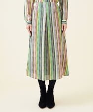 GBHJT07390 Sybilla(シビラ) マルチカラーストライプスカート グリーン