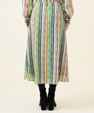 GBHJT07390 Sybilla(シビラ) マルチカラーストライプスカート グリーン