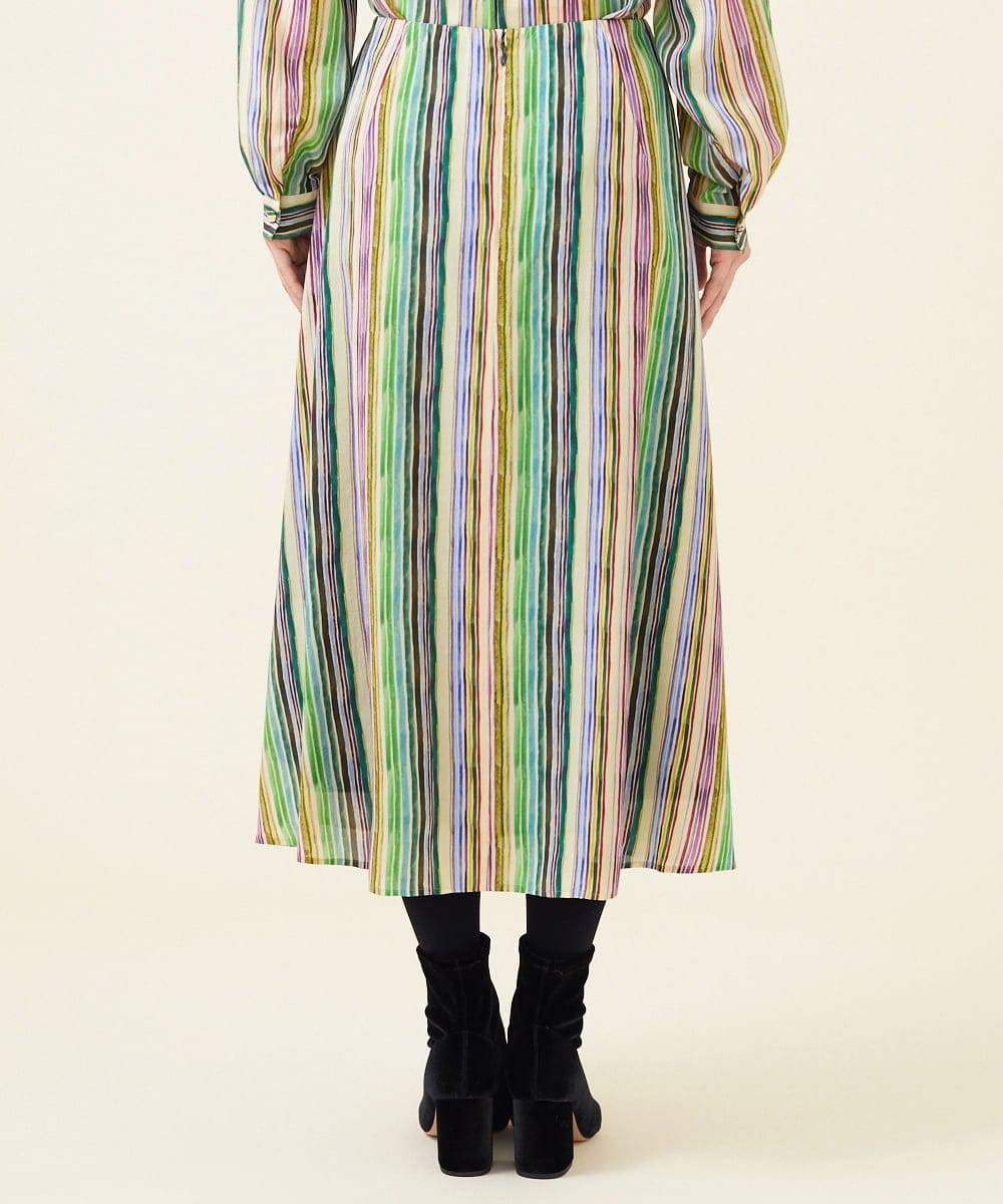 GBHJT07390 Sybilla(シビラ) マルチカラーストライプスカート グリーン
