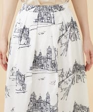 GBHJV17430 Sybilla(シビラ) タウンスケープ刺繍スカート ホワイト