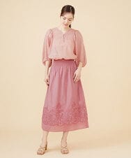 GBHJV40390 Sybilla(シビラ) カットジャカードレースシャーリングスカート ピンク