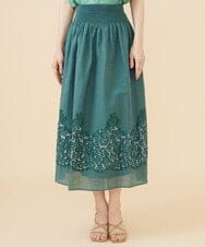 GBHJV40390 Sybilla(シビラ) カットジャカードレースシャーリングスカート グリーン