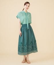 GBHJV40390 Sybilla(シビラ) カットジャカードレースシャーリングスカート グリーン