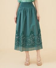 GBHJV40390 Sybilla(シビラ) カットジャカードレースシャーリングスカート グリーン