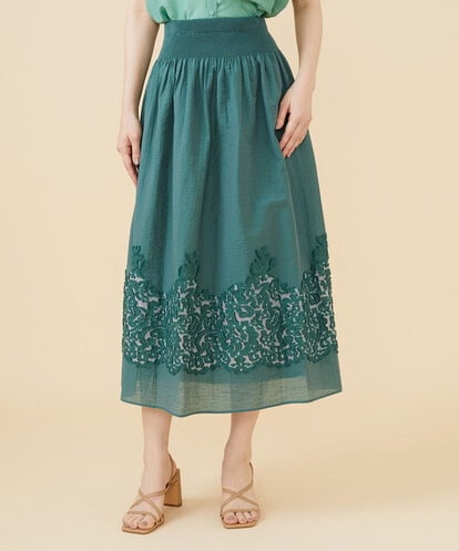 GBHJV40390 Sybilla カットジャカードレースシャーリングスカート