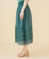 GBHJV40390 Sybilla(シビラ) カットジャカードレースシャーリングスカート グリーン