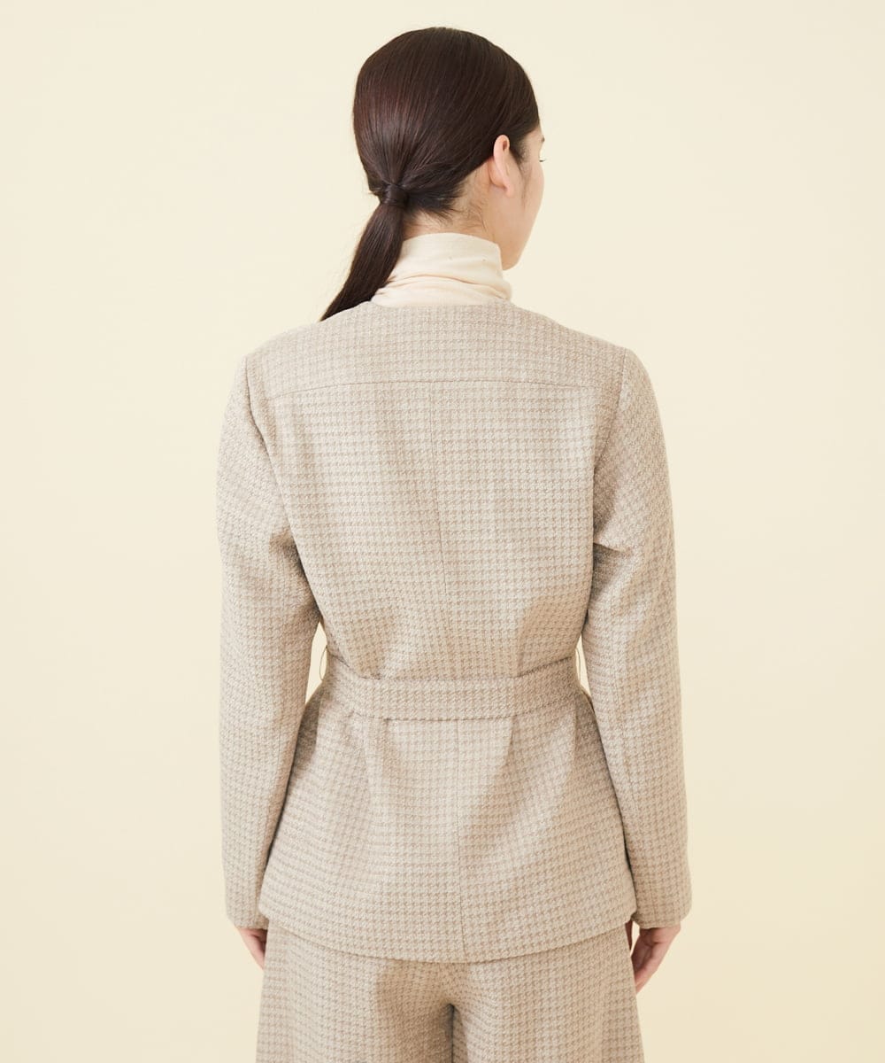 GBJAA01590 Sybilla(シビラ) モールツイードノーカラージャケット ベージュ