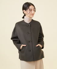 GBJAB06790 Sybilla(シビラ) 【WINTER BLUE】ダブルボタンショートリバーコート グレーブラウン