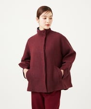 GBJAE40800 Sybilla(シビラ) スタンドカラーツイードショートコート バーガンディー系
