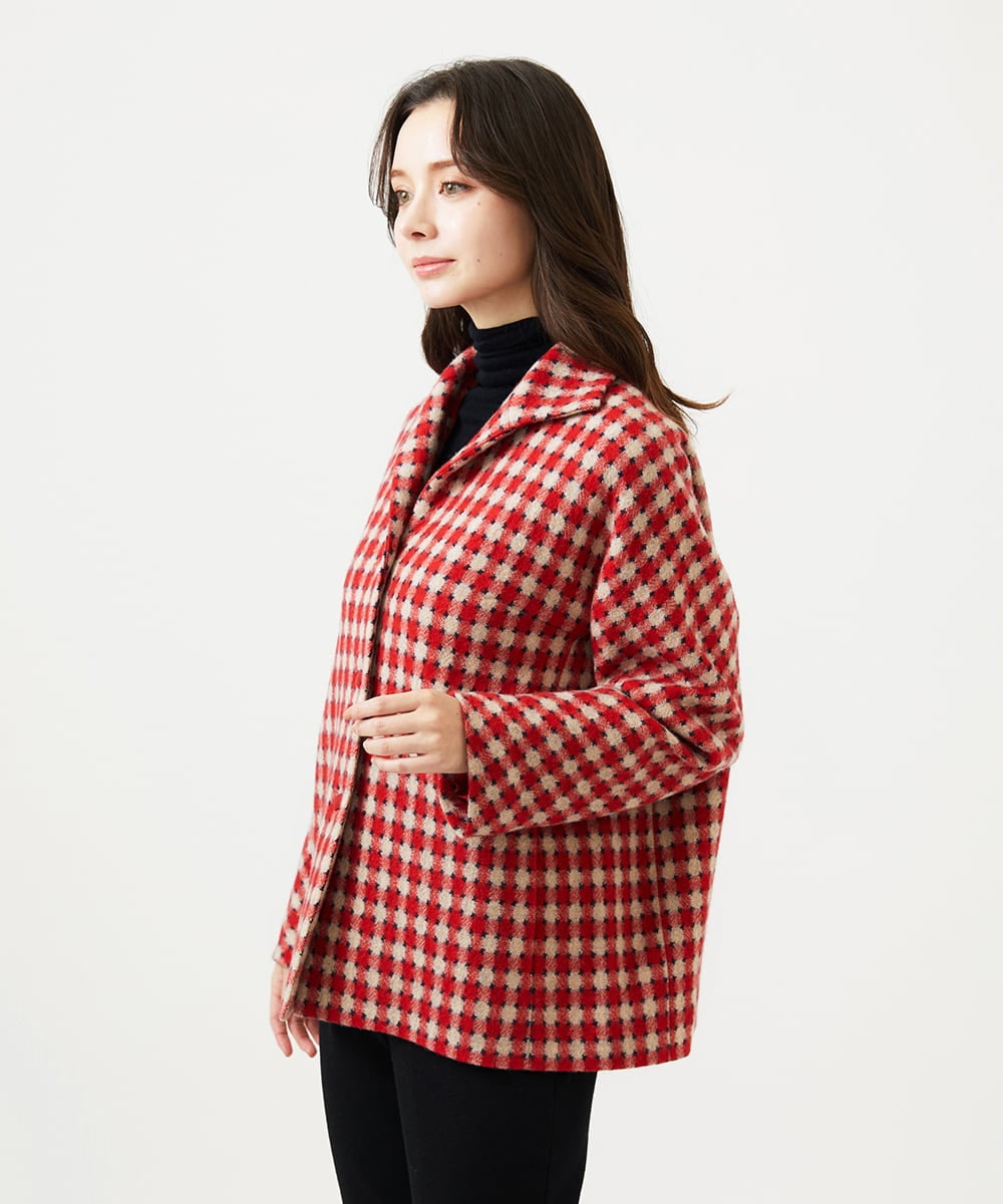 GBJAF34800 Sybilla(シビラ) チェック柄ショートコート レッド系