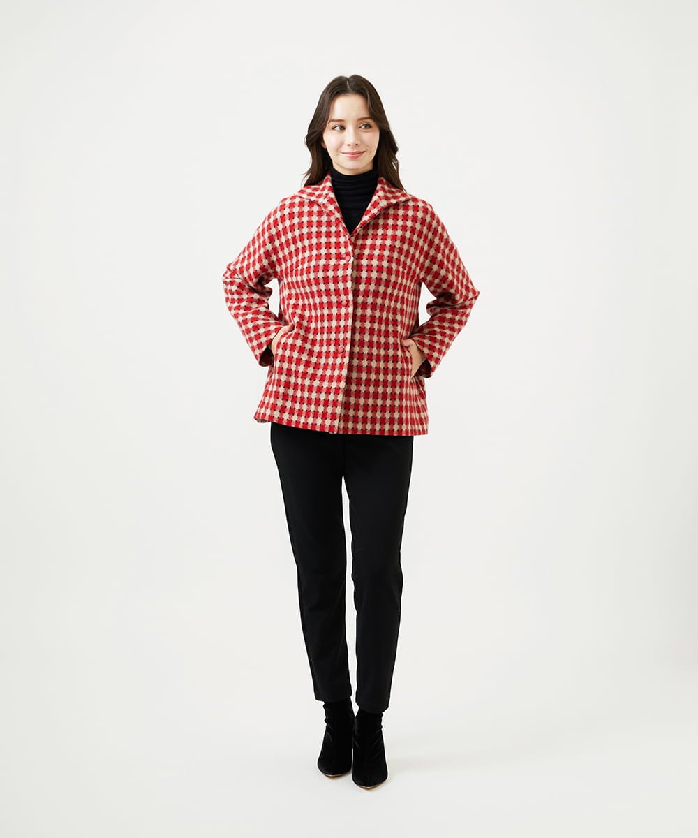 GBJAF34800 Sybilla(シビラ) チェック柄ショートコート レッド系