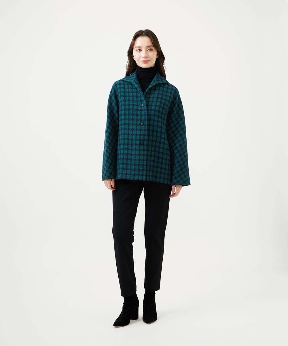 GBJAF34800 Sybilla(シビラ) チェック柄ショートコート グリーン系
