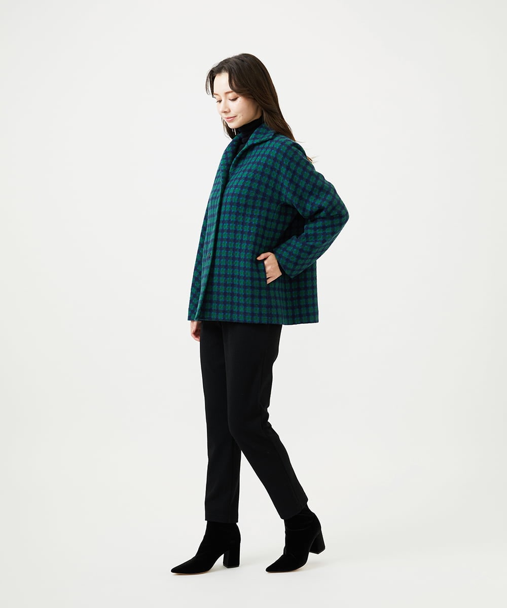 GBJAF34800 Sybilla(シビラ) チェック柄ショートコート グリーン系