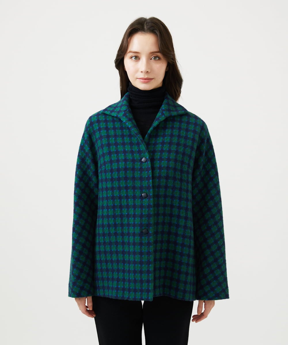 GBJAF34800 Sybilla(シビラ) チェック柄ショートコート グリーン系