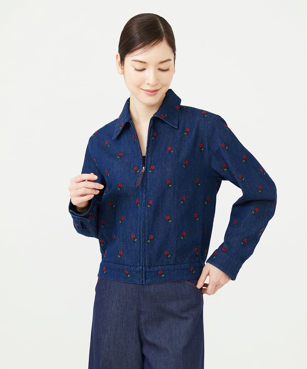 GBJAG60540 Sybilla(シビラ) ローズ刺繍デニムジャケット インディゴ