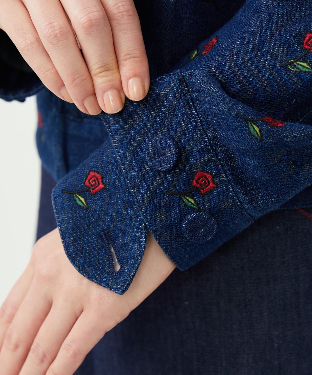 GBJAG60540 Sybilla(シビラ) ローズ刺繍デニムジャケット インディゴ