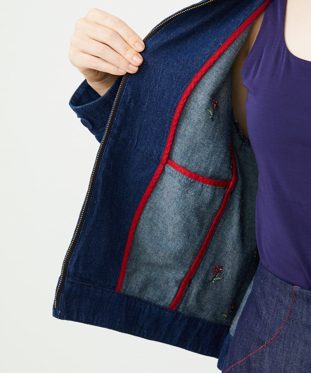 GBJAG60540 Sybilla(シビラ) ローズ刺繍デニムジャケット インディゴ