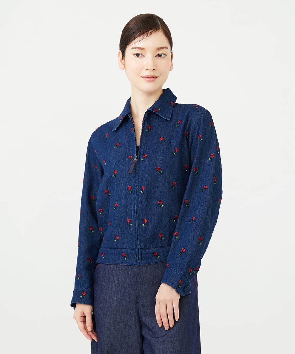 GBJAG60540 Sybilla(シビラ) ローズ刺繍デニムジャケット インディゴ