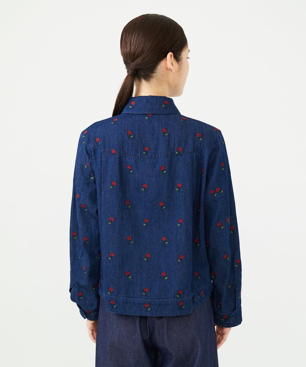 GBJAG60540 Sybilla(シビラ) ローズ刺繍デニムジャケット インディゴ