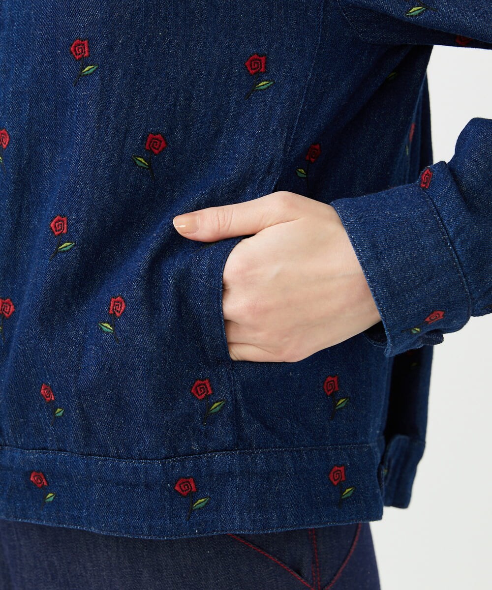 GBJAG60540 Sybilla(シビラ) ローズ刺繍デニムジャケット インディゴ