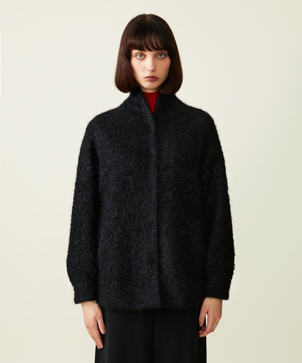2024AW✨イエナ モヘヤミックスシャギーショートコート ブラック　36 先行予約】モヘヤループショートコート(その他のコート・ブルゾン