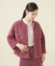 GBJAV77600 Sybilla(シビラ) モヘヤループノーカラージャケット ピンク×ブラウン