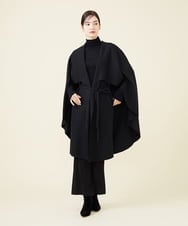 【お買得！ゆったりサイズ】ウール ケープ付きコート ブラウン ジレ付 お買得！ゆったりサイズ】ウール ケープ付きコート ブラウン ジレ付