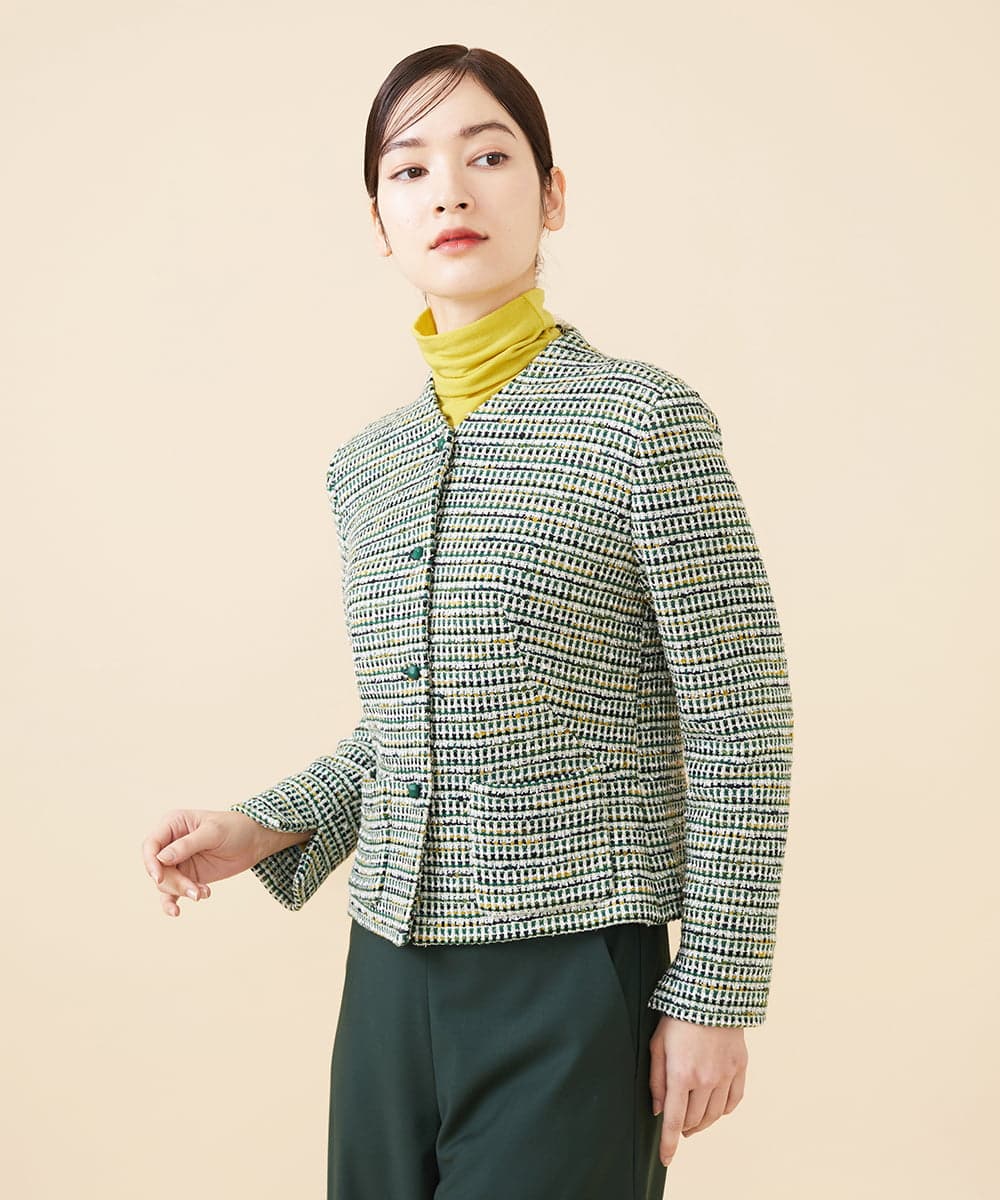 ニーブツイードノーカラージャケット(ノーカラージャケット) | Sybilla  