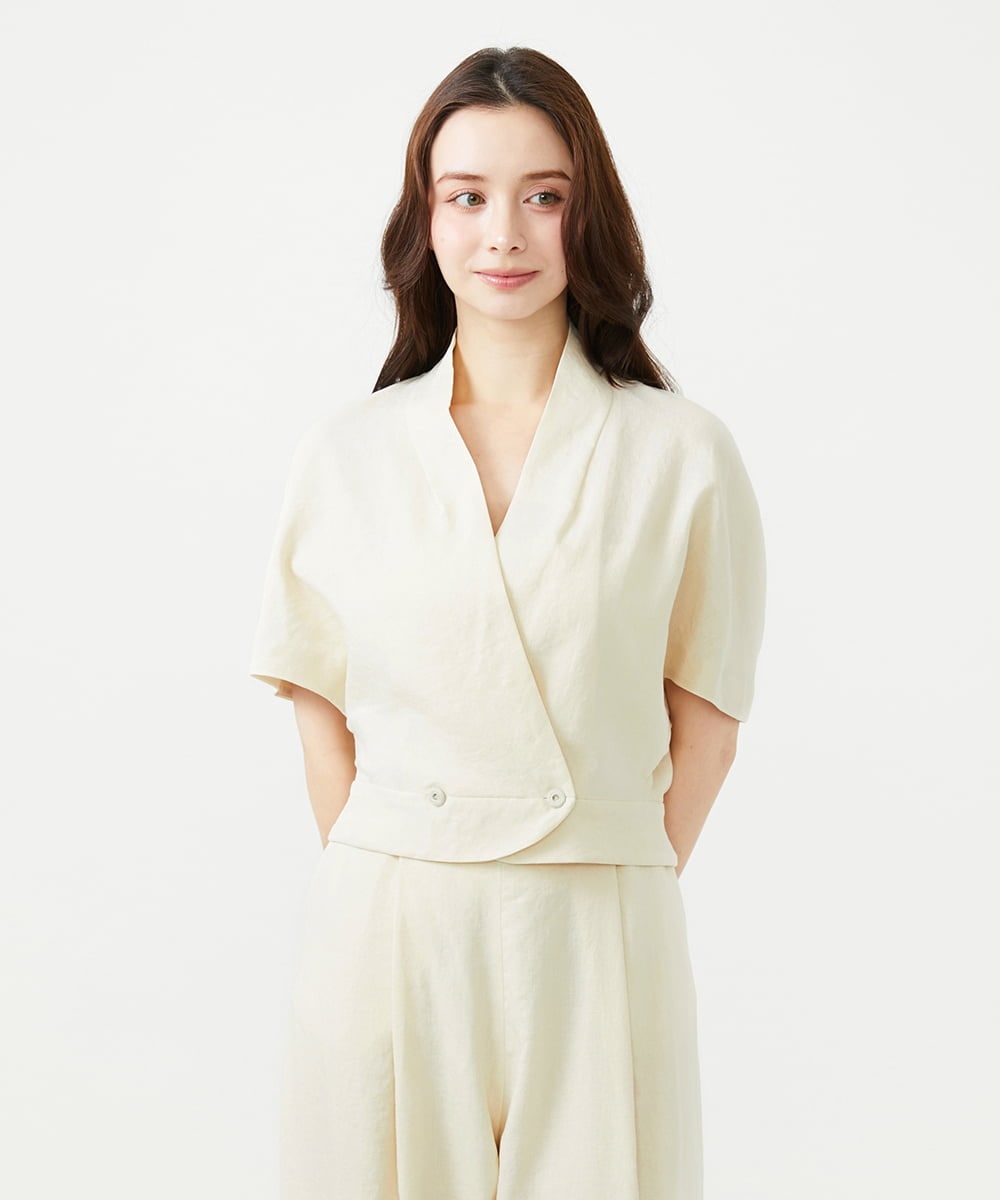 GBJGE21500 Sybilla(シビラ) ケープ風リネンジャケット ライトベージュ