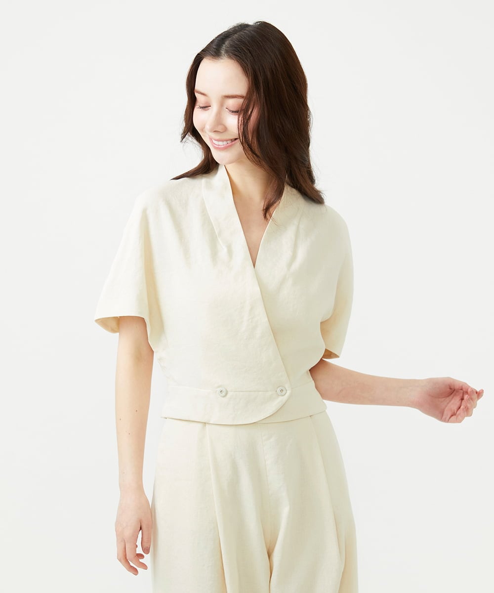 GBJGE21500 Sybilla(シビラ) ケープ風リネンジャケット ライトベージュ