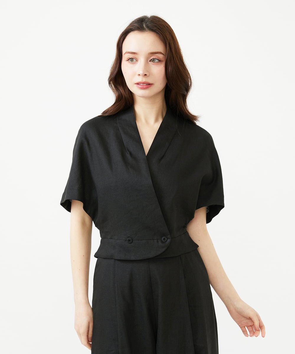 GBJGE21500 Sybilla(シビラ) ケープ風リネンジャケット ブラック