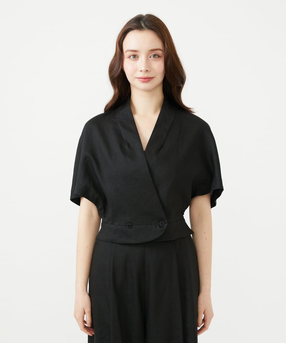 GBJGE21500 Sybilla(シビラ) ケープ風リネンジャケット ブラック