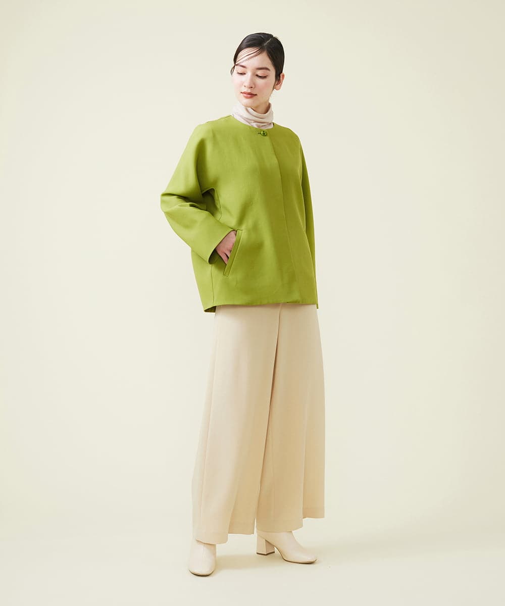 GBJGS76490 Sybilla(シビラ) ノーカラーコクーンハーフコート グリーン