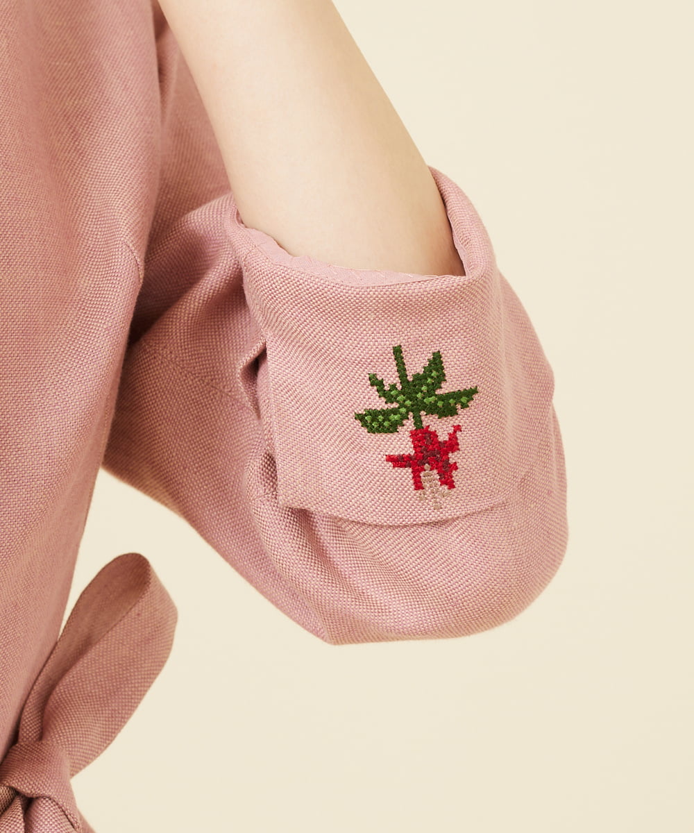 GBJGV17630 Sybilla(シビラ) シークレットリリー刺繍リネンジャケット ピンク